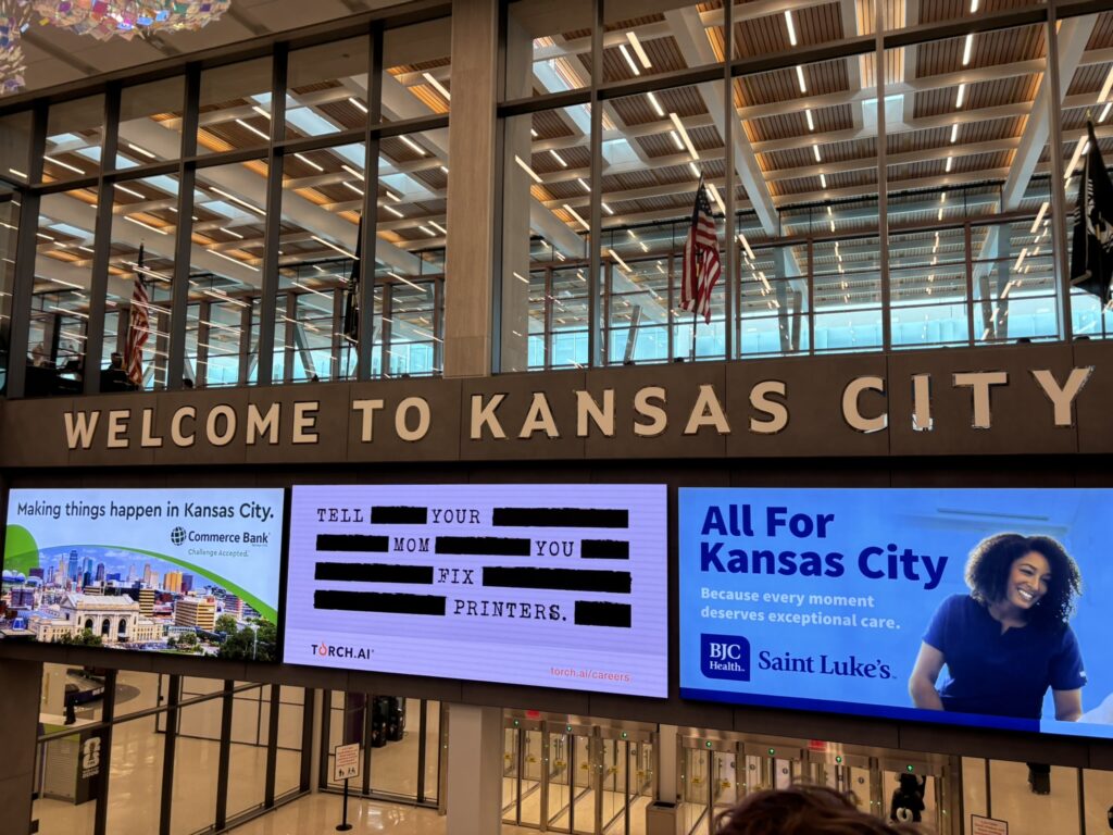 Airport sign in Kansas City