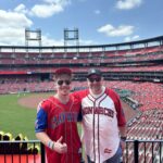 Wearing our Negro Leagues jerseys to the game in Busch Stadium