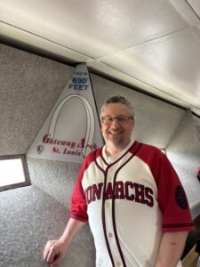 Posing inside atop the Gateway Arch