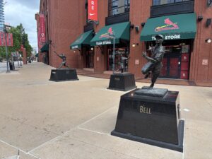 Statues outside Busch Stadium