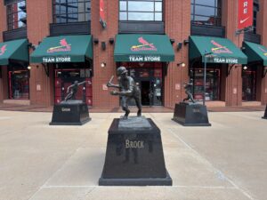 Statues outside Busch Stadium