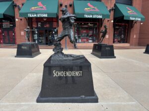 Statues outside Busch Stadium