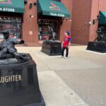 Statues outside Busch Stadium