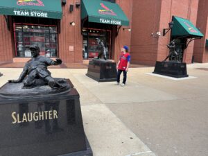 Statues outside Busch Stadium